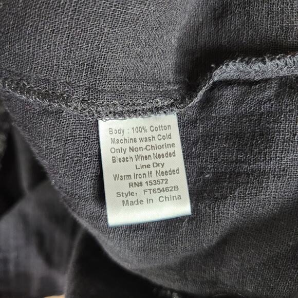 Bohme NWT Alyssa Top Womens Small Black Short Sleeve Textured Cotton‎ Pockets - Picture 10 of 10